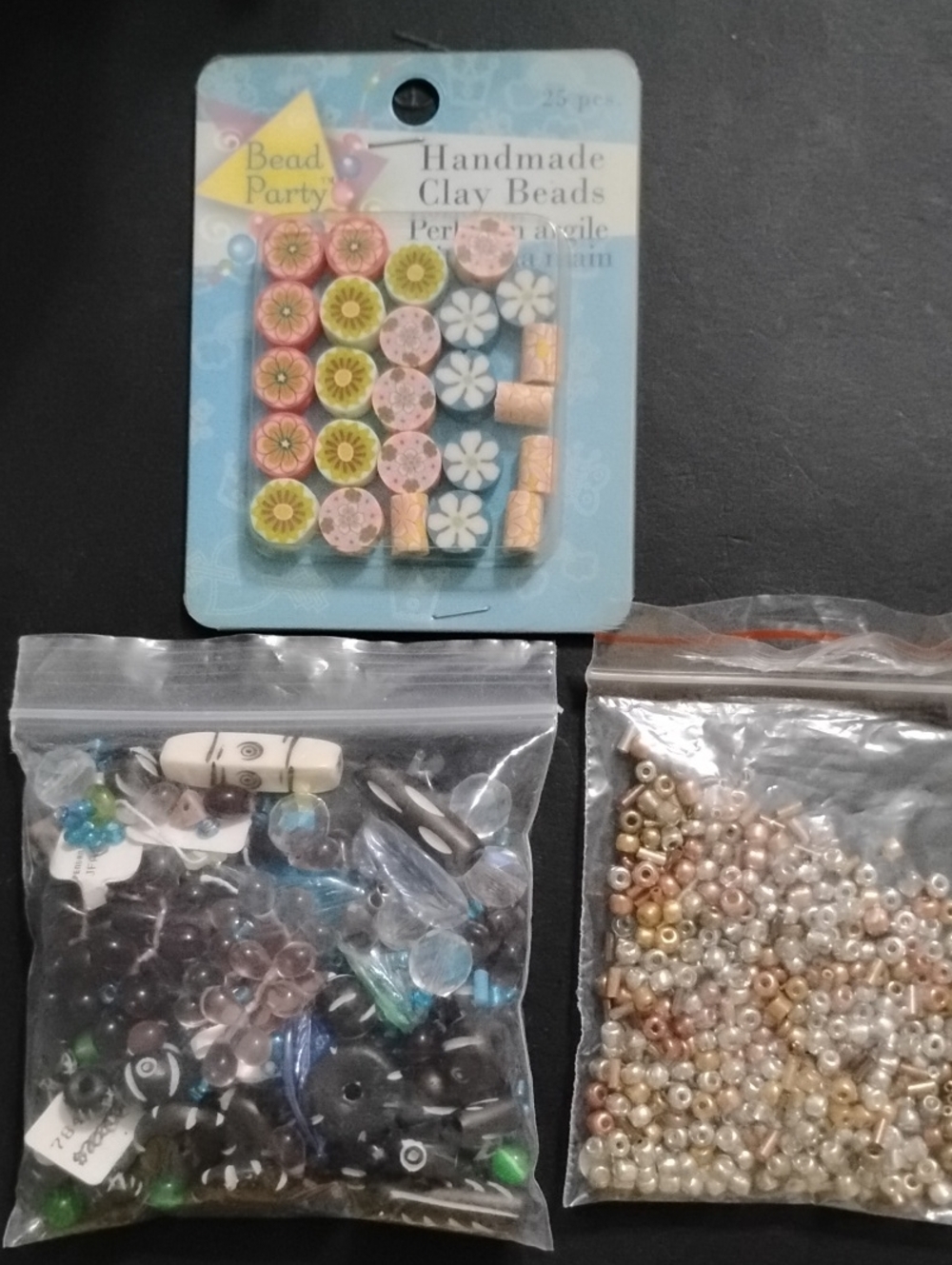 Handmade Clay Beads Assortment, Neutral Tone Seed Beads, Multi Pak